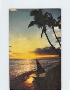 Postcard Sunset Waikiki, Honolulu, Hawaii