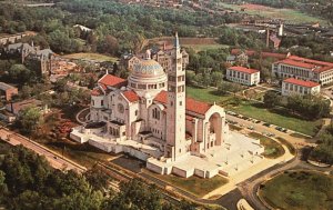 Vintage Postcard Aerial View National Shrine Immaculate Conception Washington DC