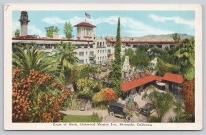 Postcard Riverside California CA Mission Inn Court Birds 1920s WB View