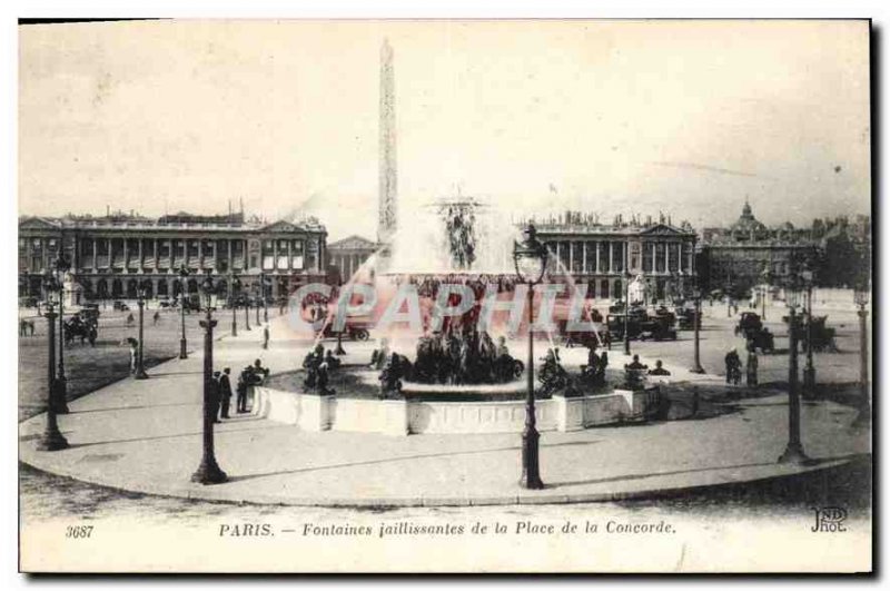 Postcard Old Paris gushing fountains of the Place de la Concorde