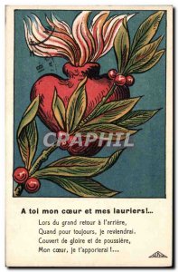 Old Postcard Fancy Heart To you my coeut and my laurels!