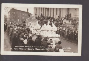 St. Paul MINNESOTA RPPC 1941 PARADE Float WINTER SPORTS CARNIVAL Mando Post Card