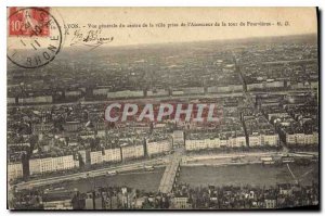Old Postcard Lyon General view of the city center of Lift Tower Fourvi?res