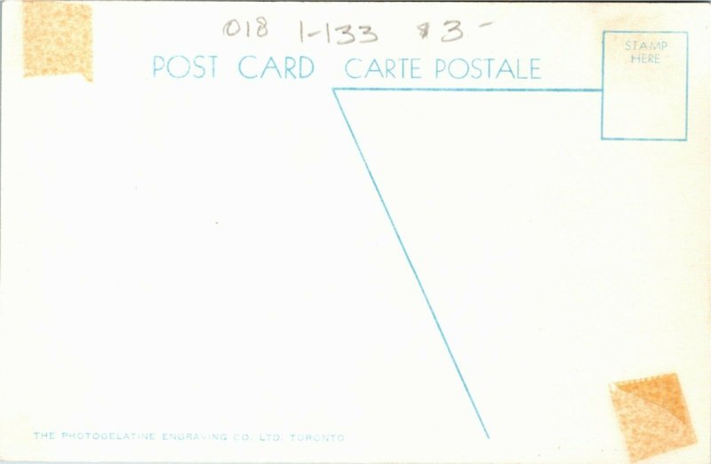 Postcard ON Goderich Grain Elevators & Pier Harbour Chimneys 1940s K61