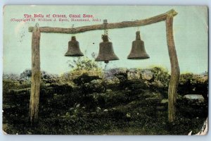 Panama Postcard The Bells of Cruces Canal Zone 1909 Overprint Antique
