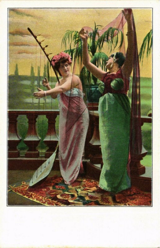 PC CPA ARABIAN TYPES AND SCENES, DANCER LADIES, Vintage Postcard (b17424)