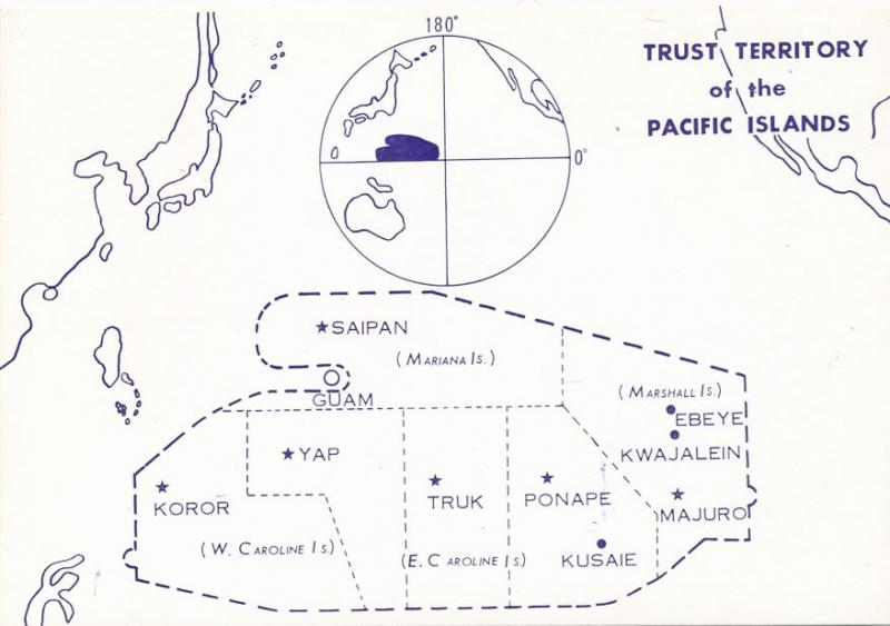 Trust Territory of the Pacific Map - Marianas Yap Palau Truk Ponape Marshall