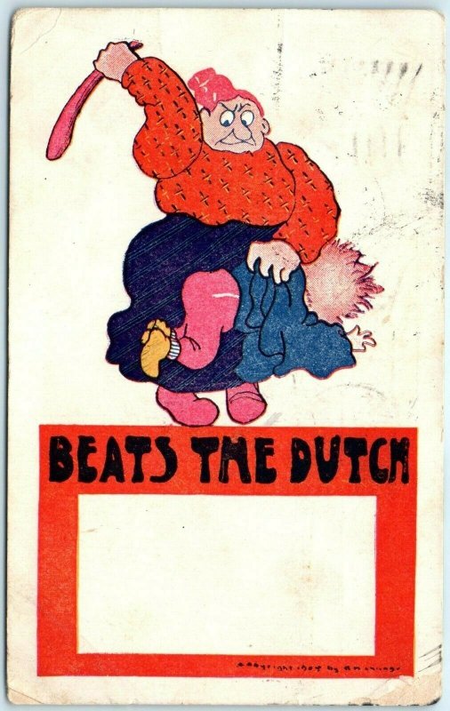 1908 That Beats The Dutch Comedy Postcard UDB Funny Remarkable Baby Spank A39