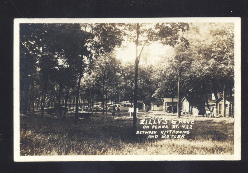 RPPC KITTANNING PENNSYLVANIA BUTLER PA. ZILLY'S GROVE REAL PHOTO POSTCARD CARS