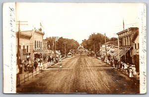 Sauk City WI Homecoming Celebration Banners, Arch~Odd Flag, Streamers~RPPC 1907