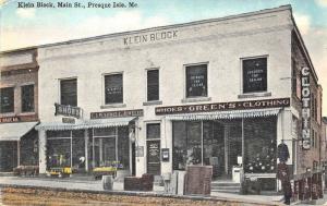 Presque Isle ME Main Street Storefronts The Klein Block Postcard