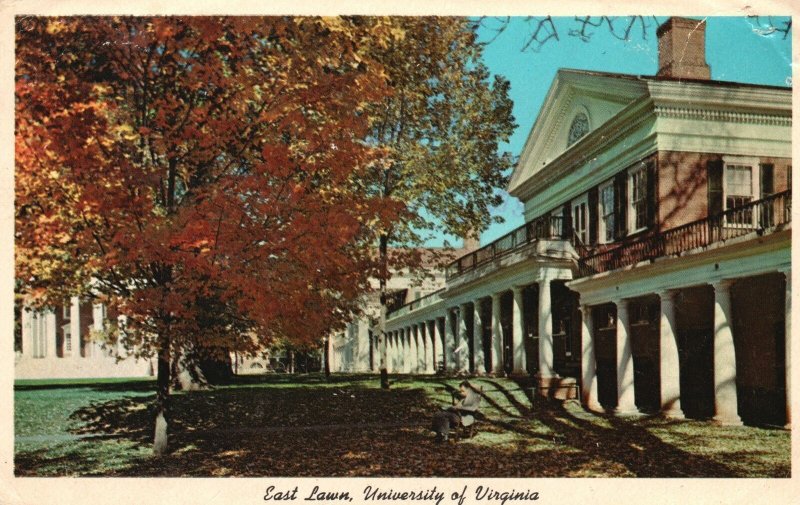 Vintage Postcard 1977 East Lawn University Of Virginia Charlottesville Virginia