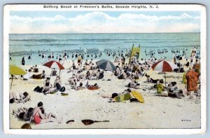 1931 SEASIDE HEIGHTS NEW JERSEY NJ BATHING BEACH AT FREEMAN'S BATHS POSTCARD