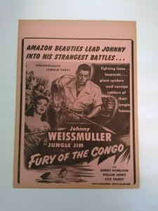 Jungle Jim Fury Of The Congo Johnny Weissmuller Movie Poster 1951 Vintage Amazon