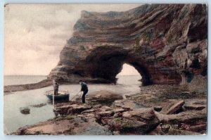 Devon England Postcard Boat Man in Ladram Bay Secluded Bay 1908 Antique Posted