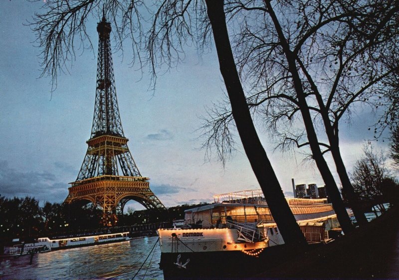 Postcard The Eifel Tower Wrought-Iron Lattice Tower And River Seine Paris France