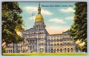 Michigan State Capitol, Lansing, Michigan, Vintage 1948 Linen Tichnor Postcard