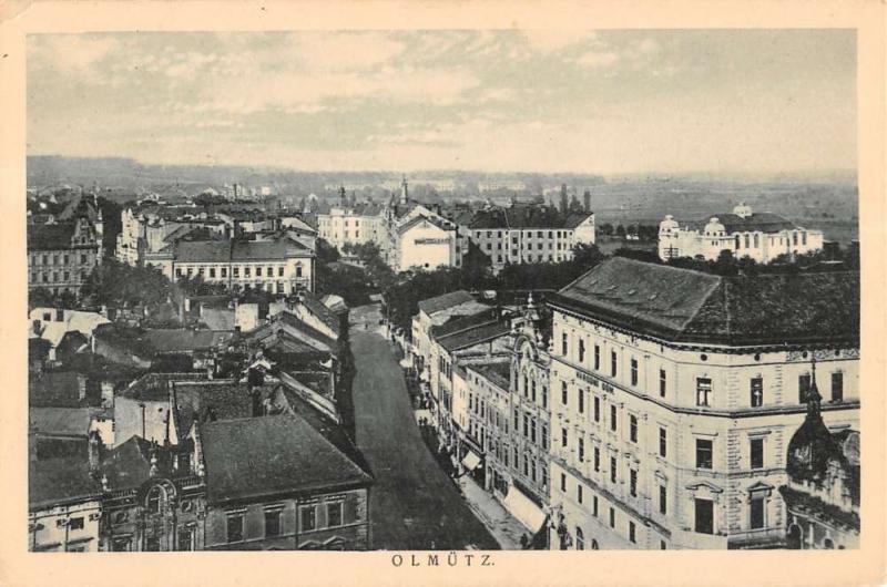 Olomouc Czech Republic Birdseye View Street View Antique Postcard K11345