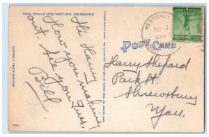 1942 Booming Surf On The Rugged Coast Misquamicut Rhode Island RI Postcard