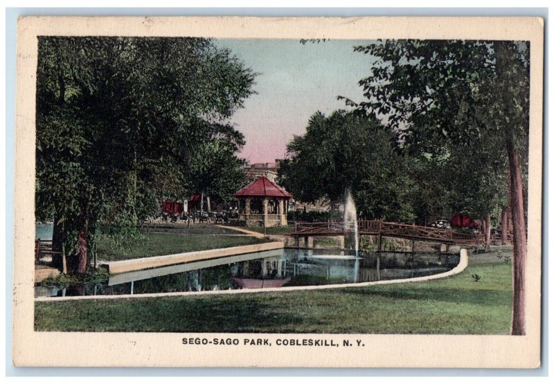 1920 SegoSago Park Bridge Fountain Trees Cobleskill New York Vintage