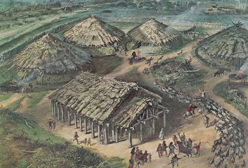 Iron Age Village at Heathrow Airport London Museum Postcard