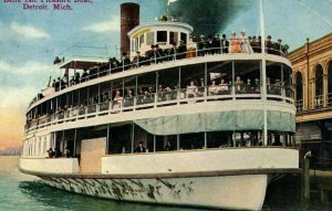 C 1910 Belle Isle Pleasure Boat, Detroit. Mich. Postcard F98