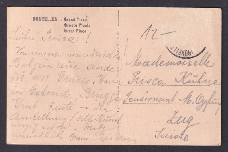Vintage Postcard Belgium Brussels Grand-Place
