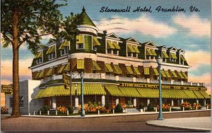 Stonewall Hotel, Dining Room, Coffee Shop Franklin VA c1951 Vintage Postcard R79