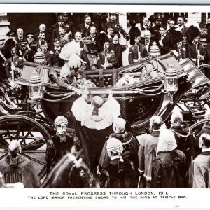 1911 London England Royal RPPC Lord Mayor Presents Sword Real Photo Carriage A3