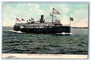 1910 Steamer City Of Erie C&B Line Passenger Ferry Buffalo New York NY Postcard