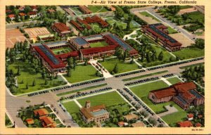 California Fresno Aerial View Fresno State College 1942 Curteich