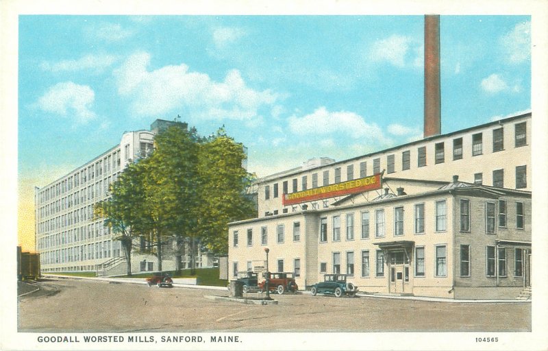 Sanford, Maine Goodall Worsted Mills White Border Postcard  Unused