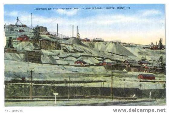 View of a Section of the Richest Hill in the World Butte, Montana, MT, Linen