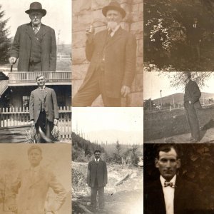 x8 LOT c1910s Men Pose Outdoors RPPC Gentleman Nature Real Photo Postcards A175