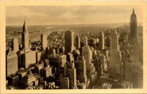 The Empire State Building Chrysler Building & East River NYC RP Postcard PC189