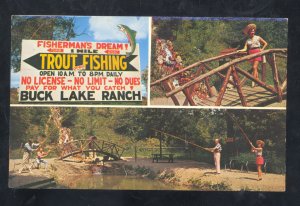 ANGOLA INDIANA BUCK LAKE RANCH TROUT FISHING VINTAGE ADVERTISING POSTCARD