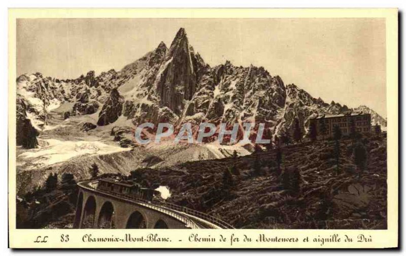 Old Postcard Chamonix Railway Montenvers and Aiguille du Dru