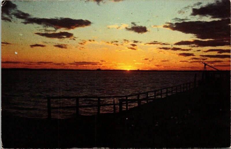 Bakers Island Salem Massachusetts MA Sunset Over Water VTG Postcard UNP Unused