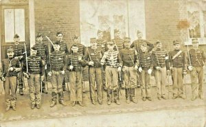 Belgium Military Unit With Swords Real Photo Postcard