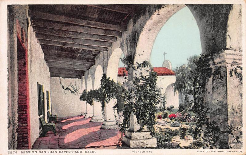 Mission San Juan Capistrano, California, Early Postcard, Unused