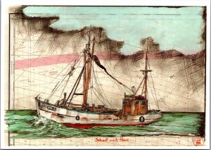 Ole West Schnell Nach Haus Tempera Boat Vintage Postcard BS23