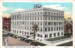 PEORIA, IL Illinois    YWCA Bird's Eye View     STREET & CARS   1931 Postcard