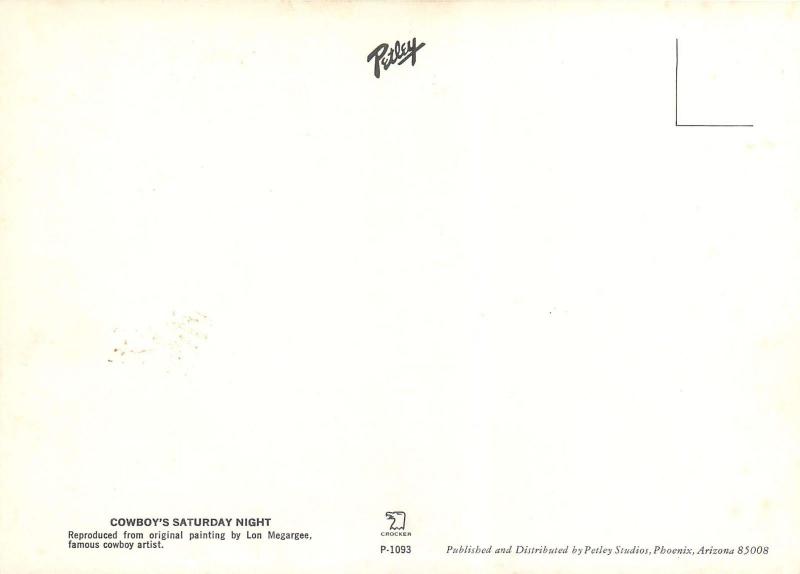 Cowboy's Saturday Night Lon Megargee Cowboy Artist POSTCARD