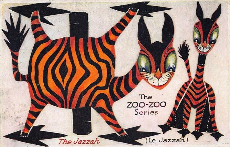 Raphael Tuck #3397 The Zoo-Zoo Series The Jazzah Le Jazzah Cut-Out Postcard