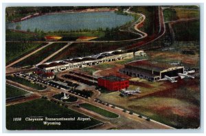 1942 Cheyenne Transcontinental Airport Exterior Wyoming Vintage Antique Postcard