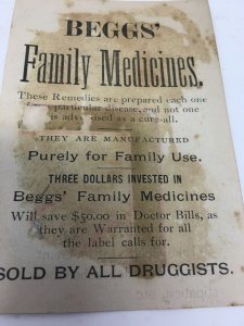 BEGGS Family Medicine Victorian Trade Card Anthropomorphic Cats Lute Guitar