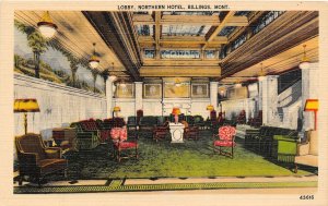 J17/ Billings Montana Postcard Linen Lobby Interior Northern Hotel 36