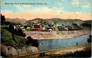 Postcard Birds Eye View of Worlds Famous Jackson, Wyoming