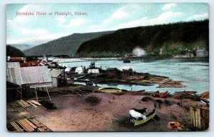 KLONDYKE RIVER, Yukon Canada ~ TENT CITY on RIVER at MIDNIGHT c1910s Postcard