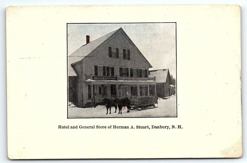 c1910 DANBURY NH HOTEL GENERAL STORE HERMAN A. STUART POSTCARD P3609